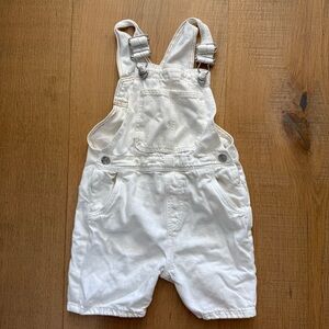 Zara Kids Ecru Denim Short Overalls